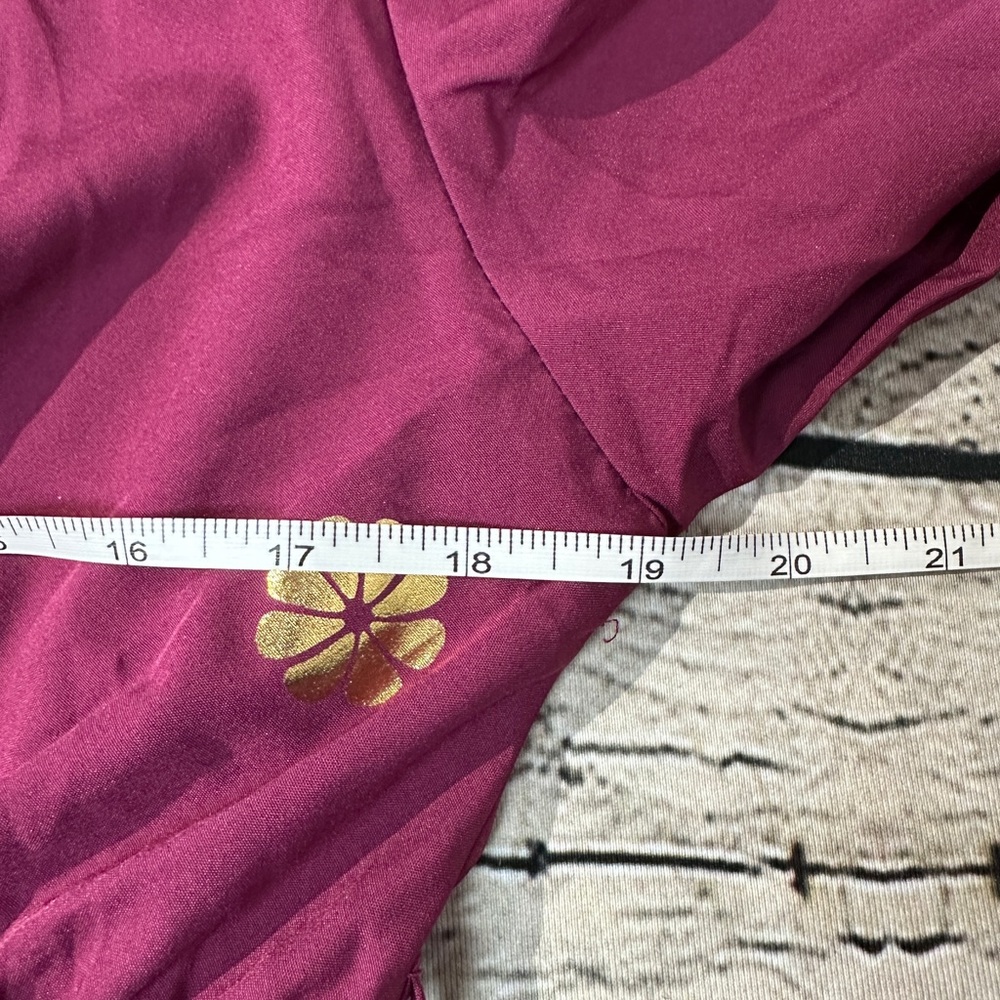 SHEIN Maroon Maxi Dress/Abaya with Gold Floral Accents - Picture 7 of 10